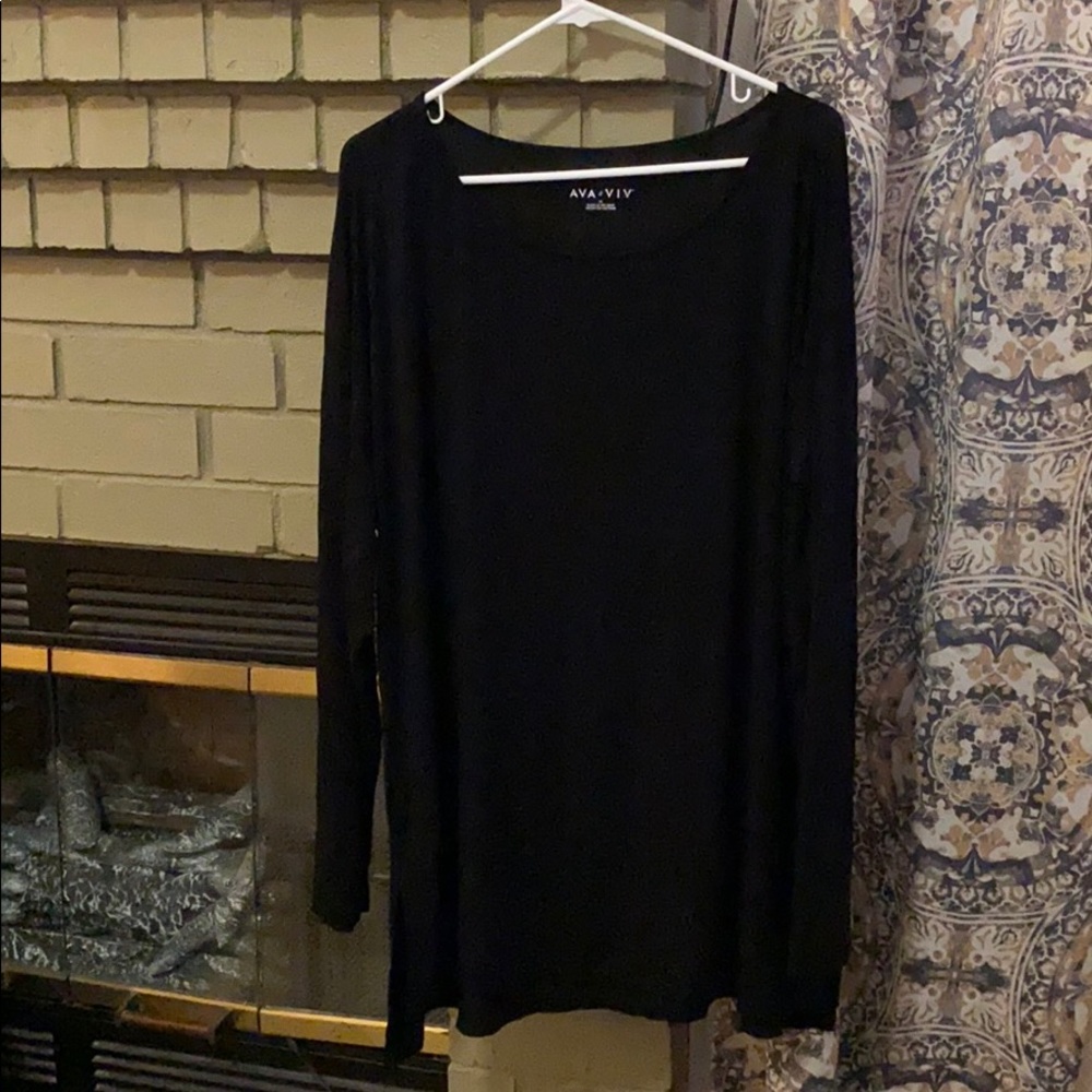 Ava & Viv 3X Long Sleeve cotton Spandex black top